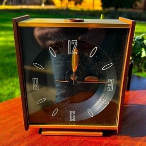 Mid-Century Modern Projector Alarm Clock | Teak & Aluminum | Stancraft NIB